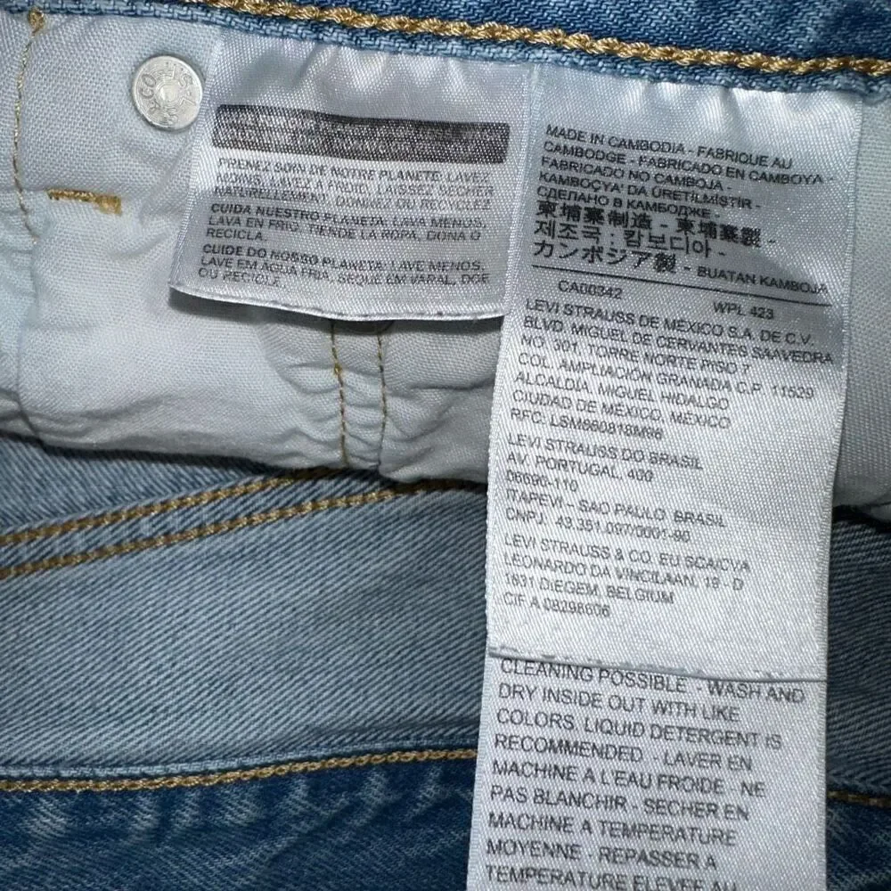 Levi’s 501 Distressed Denim High Rise Button Fly Shorts Womens 36” Casual Summer